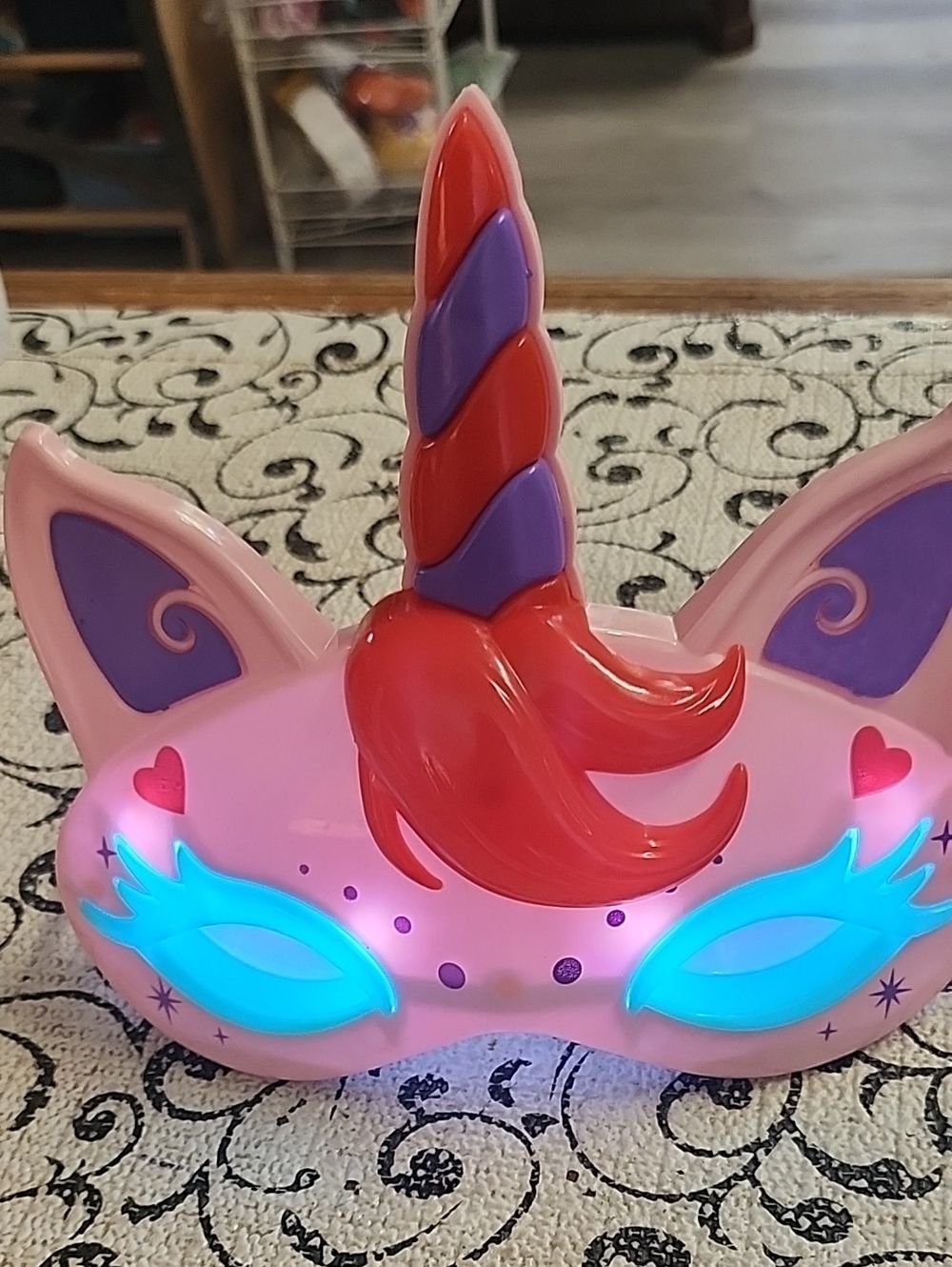 Pink Unicorn  Light Up Mask with Red & Purple Horn